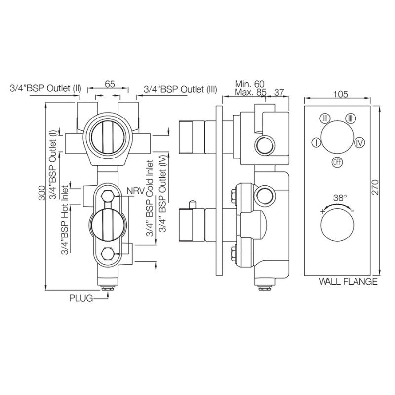 drawing of showervalve