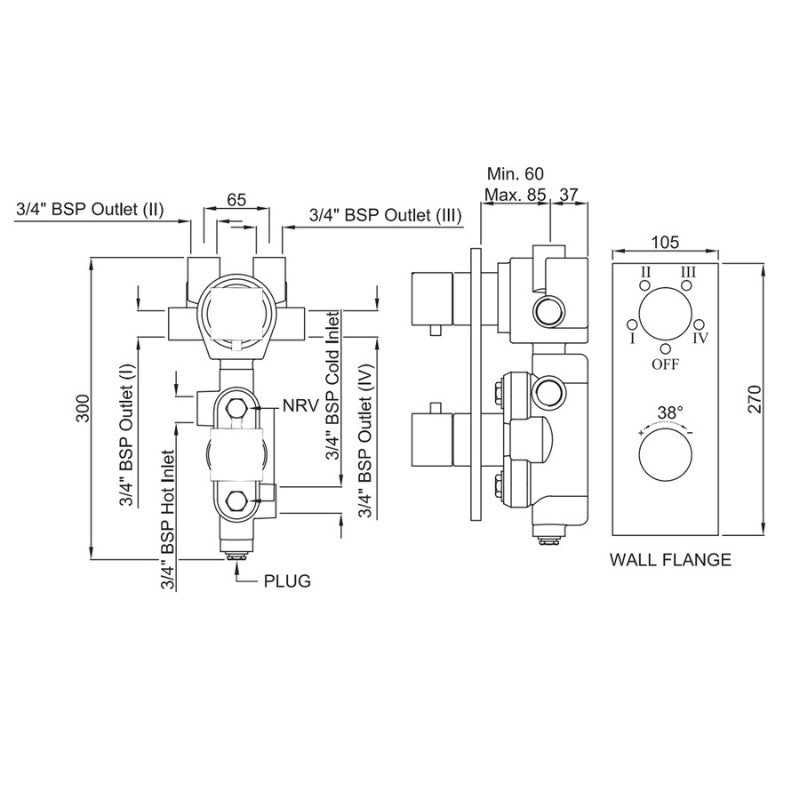 drawing of shower valve