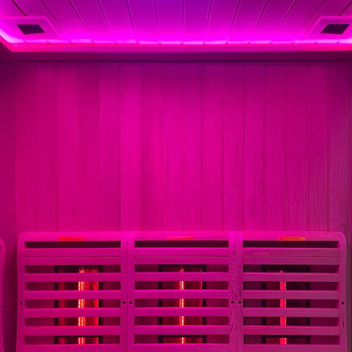Dual Person Infrared Corner Sauna Pink Lighting
