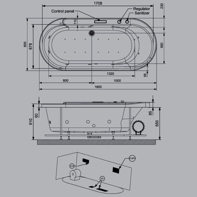 diafram of bathtub