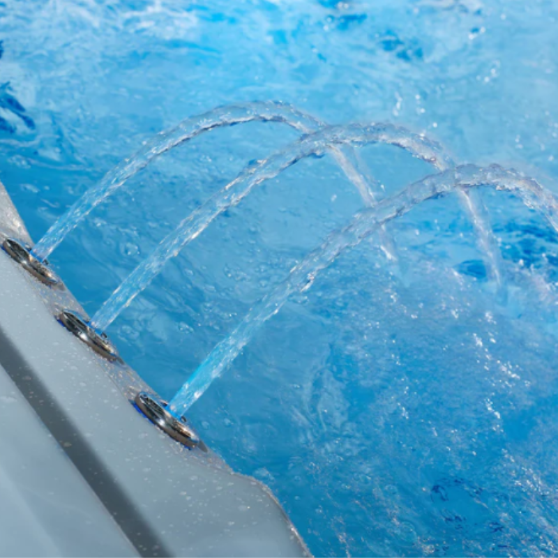 This is an up close shot of the water jets on the side of the spa.